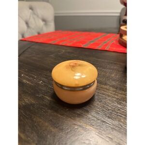 Alabaster Trinket Box Rose Floral Hand Painted Decorative Keepsake Made Italy